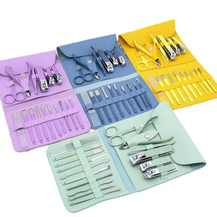 16 In 1 Professional Manicure & Pedicure Set ? Stainless Steel Nail Clipper & Grooming Kit With Leather Case (Random Color) ? Buy at Sahulatkart.com - Image 5