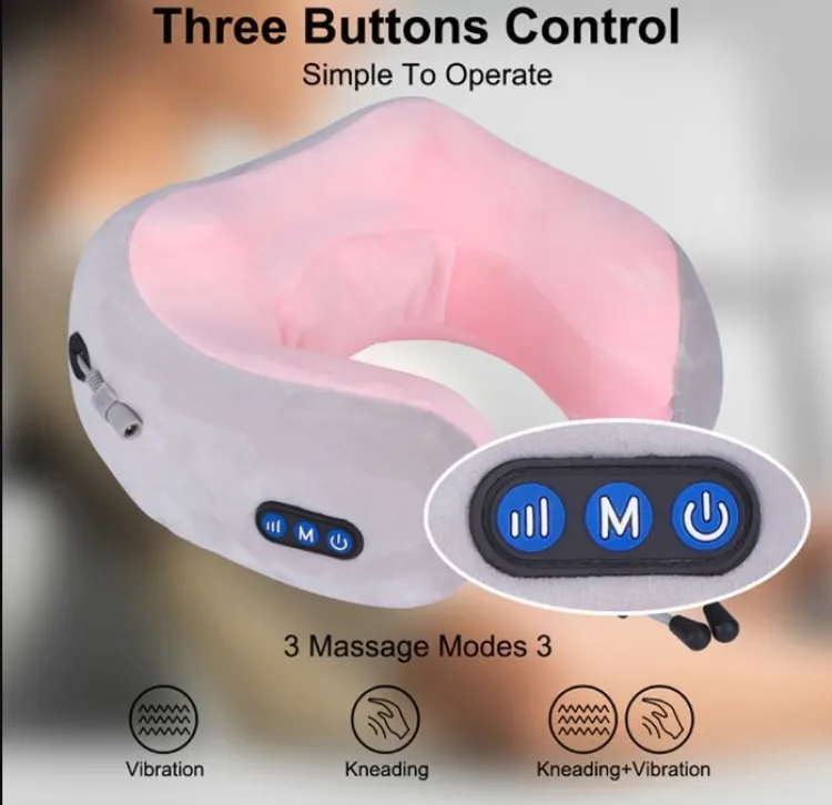 Jinserta U-Shaped Electric Neck Massage Pillow ? USB Rechargeable Vibration Travel Cushion ? Buy at Sahulatkart.com - Image 4