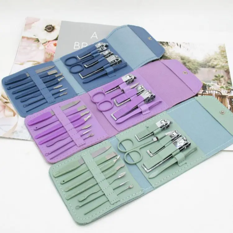 16 In 1 Professional Manicure & Pedicure Set ? Stainless Steel Nail Clipper & Grooming Kit With Leather Case (Random Color) ? Buy at Sahulatkart.com - Image 3
