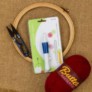3D Embroidery Punch Needle Kit Complete Set ? 10 Inch Hoop, Jute Cloth & Tools (Maroon Yarn) ? Buy at Sahulatkart.com