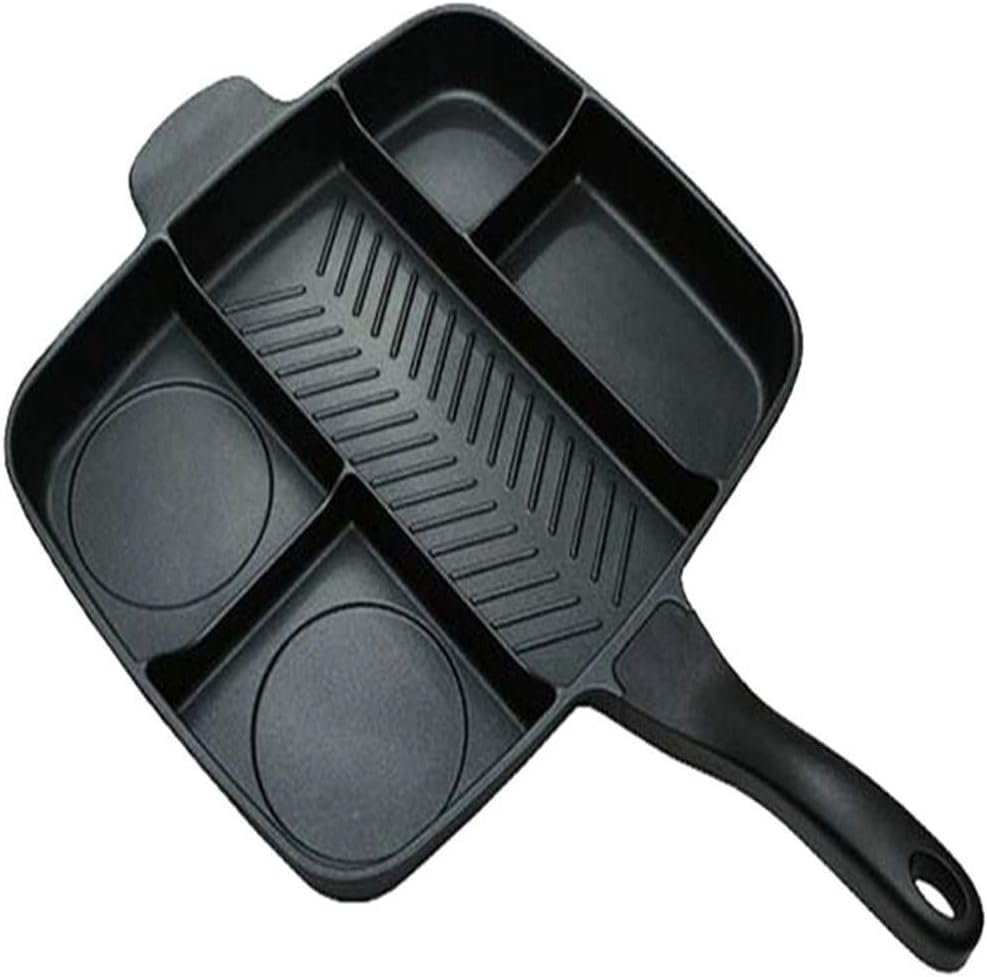 5-in-1 Non-Stick Master Frying Pan ? Multi-Sectional Divided Breakfast Grill Skillet (Die-Cast Aluminum) ? Buy at Sahulatkart.com - Image 4