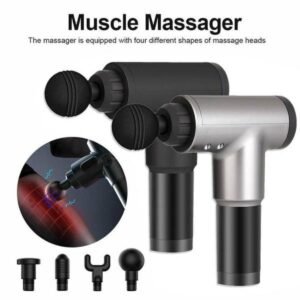 Fascial Deep Tissue Massage Gun ? Rechargeable Percussion Muscle Relaxer With 4 Heads ? Buy at Sahulatkart.com