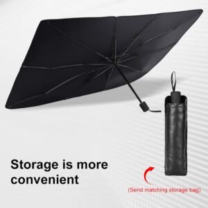Foldable Car Windshield Sun Shade Umbrella ? UV Block & Heat Insulation Cover ? Universal Fit for Sedans & SUVs (130cm)