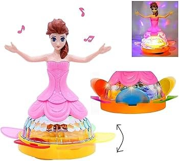 Princess Dancing Doll Toy With 3D LED Lights & Music ? 360 Rotating Musical Angel Girl ? Bump & Go Action (Random Color) ? Buy at Sahulatkart.com - Image 2