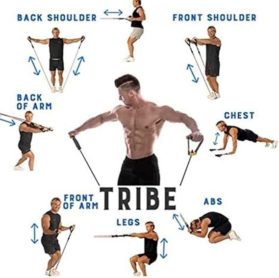 11 Piece Power Resistance Bands Set ? 100lbs Stackable Home Gym Fitness Workout Tubes ? Buy at Sahulatkart.com