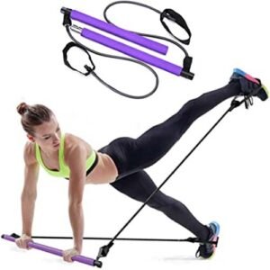 Portable Pilates Studio Bar Kit ? Resistance Band Home Gym Stick For Yoga & Body Sculpting (Random Color) ? Buy at Sahulatkart.com