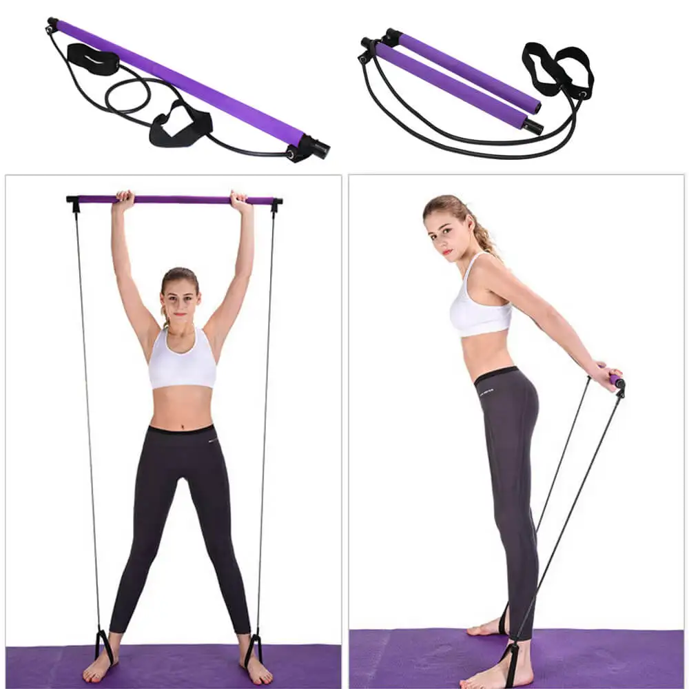 Portable Pilates Studio Bar Kit ? Resistance Band Home Gym Stick For Yoga & Body Sculpting (Random Color) ? Buy at Sahulatkart.com - Image 2