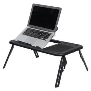 Flexible Portable Laptop E-Table (LD09) ? Foldable Bed Desk with Dual Cooling Fans, Mouse Pad & Cup Holder ? Buy at Sahulatkart.com