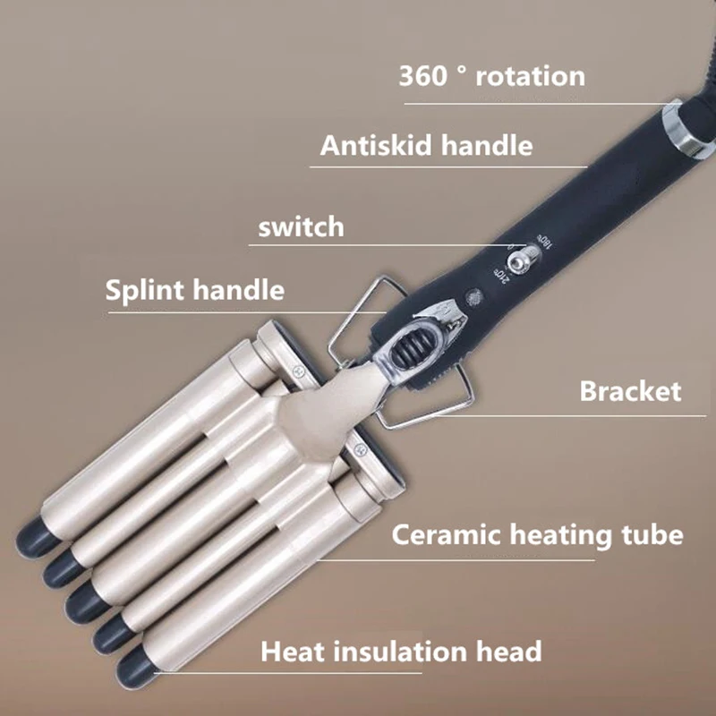 MO-6003 Professional 5-Tube Hair Curler ? Ceramic Wave Styler for Deep Beach Waves ? Buy at Sahulatkart.com - Image 4