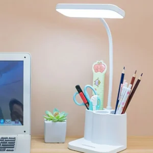 Rechargeable LED Study Table Lamp With Pen Holder (QP-2209-B) ? Dimmable Touch Eye Protection Reading Light ? Buy at Sahulatkart.com