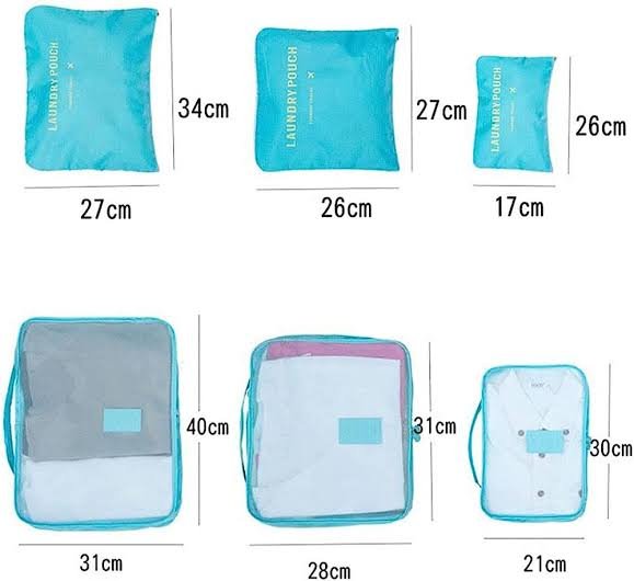 6 Pcs Travel Luggage Organizer Set ? Packing Cubes & Laundry Pouches ? Waterproof Mesh Storage Bags (Random Color) ? Buy at Sahulatkart.com - Image 4