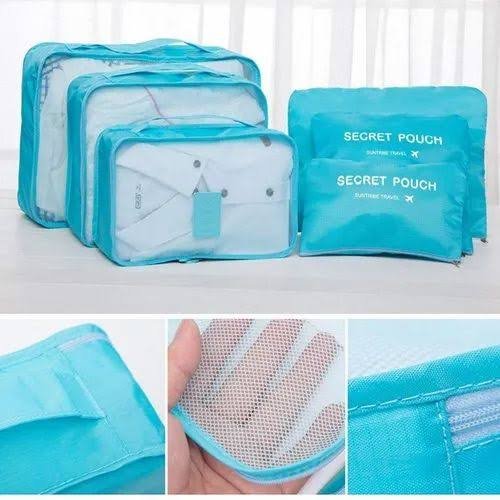 6 Pcs Travel Luggage Organizer Set ? Packing Cubes & Laundry Pouches ? Waterproof Mesh Storage Bags (Random Color) ? Buy at Sahulatkart.com - Image 2