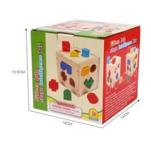 Wooden Shape Sorter Cube Toy ? 19 Geometric Blocks Educational Puzzle Box For Toddlers ? Buy at Sahulatkart.com
