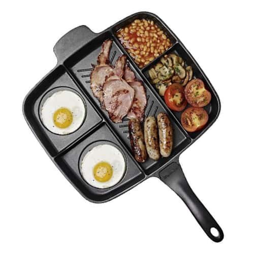 5-in-1 Non-Stick Master Frying Pan ? Multi-Sectional Divided Breakfast Grill Skillet (Die-Cast Aluminum) ? Buy at Sahulatkart.com