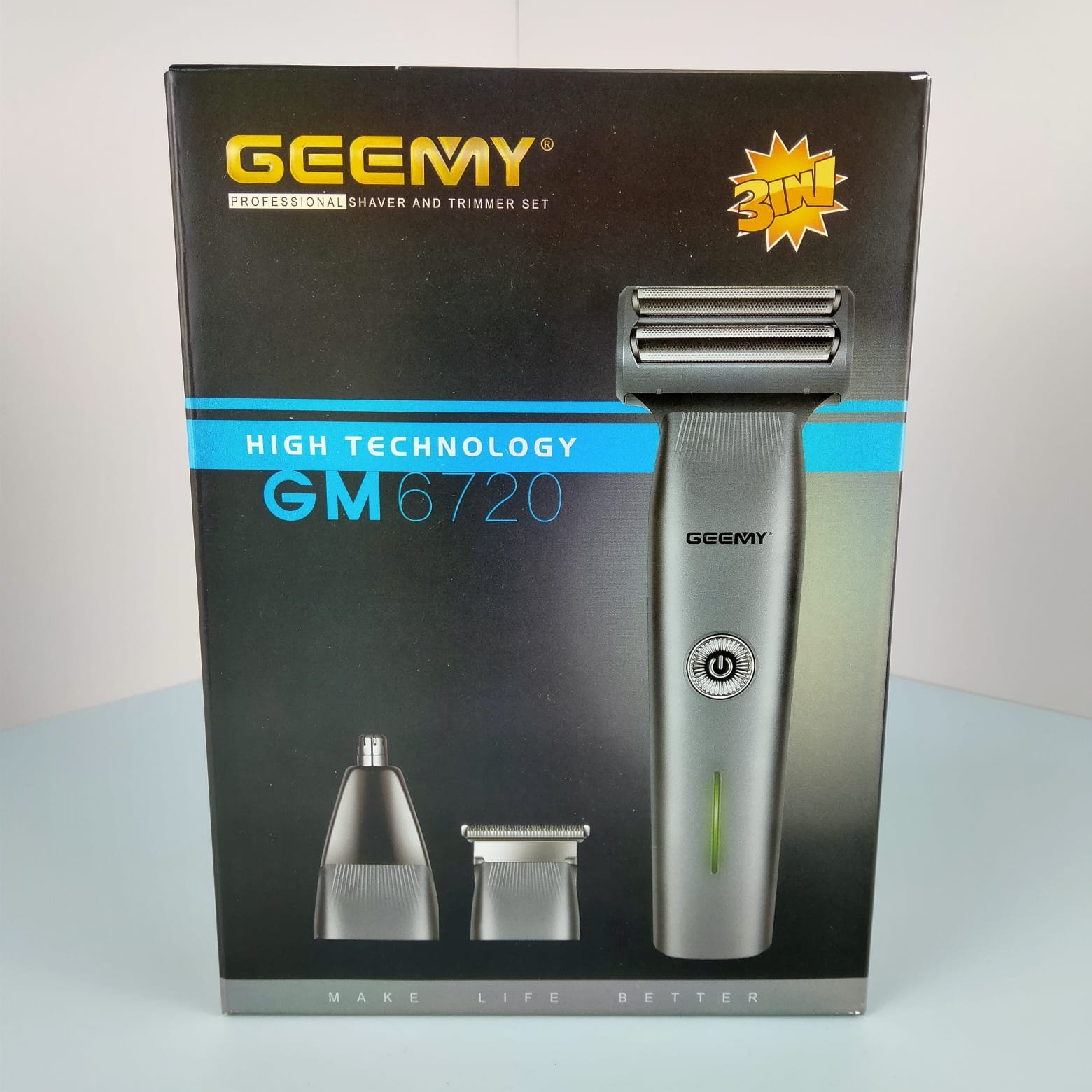 Geemy GM-7620 3-in-1 Rechargeable Grooming Kit ? Professional Hair Trimmer, Shaver & Nose Clipper ? Buy at Sahulatkart.com