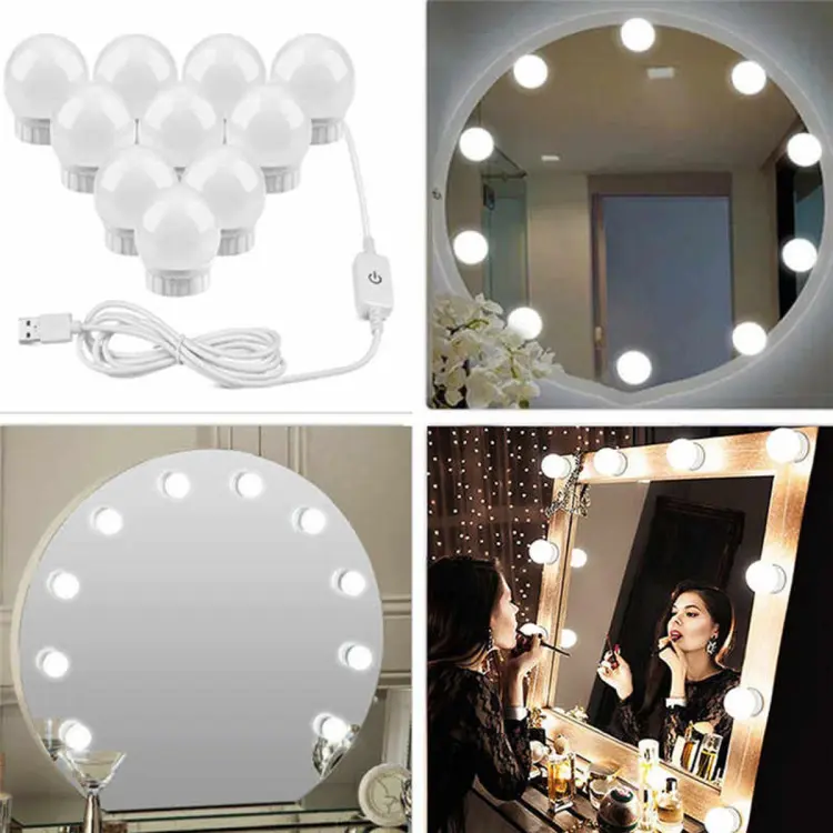 Vanity Mirror Fill Light Bulbs ? 3 Color Dimmable LED USB Makeup String Lights ? Buy at Sahulatkart.com - Image 2