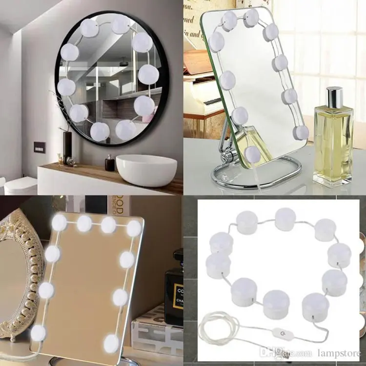 Vanity Mirror Fill Light Bulbs ? 3 Color Dimmable LED USB Makeup String Lights ? Buy at Sahulatkart.com