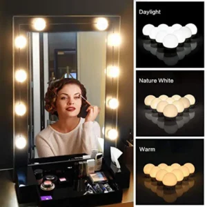 10 LED Vanity Mirror Fill Light Bulbs ? 3 Color Dimmable USB String Lights ? Hollywood Style Makeup Lighting ? Buy at Sahulatkart.com