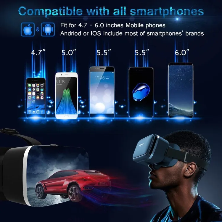 VR Shinecon 3D Virtual Reality Glasses With Remote Controller ? Immersive VR Headset Box For Smartphones (Black) ? Buy at Sahulatkart.com