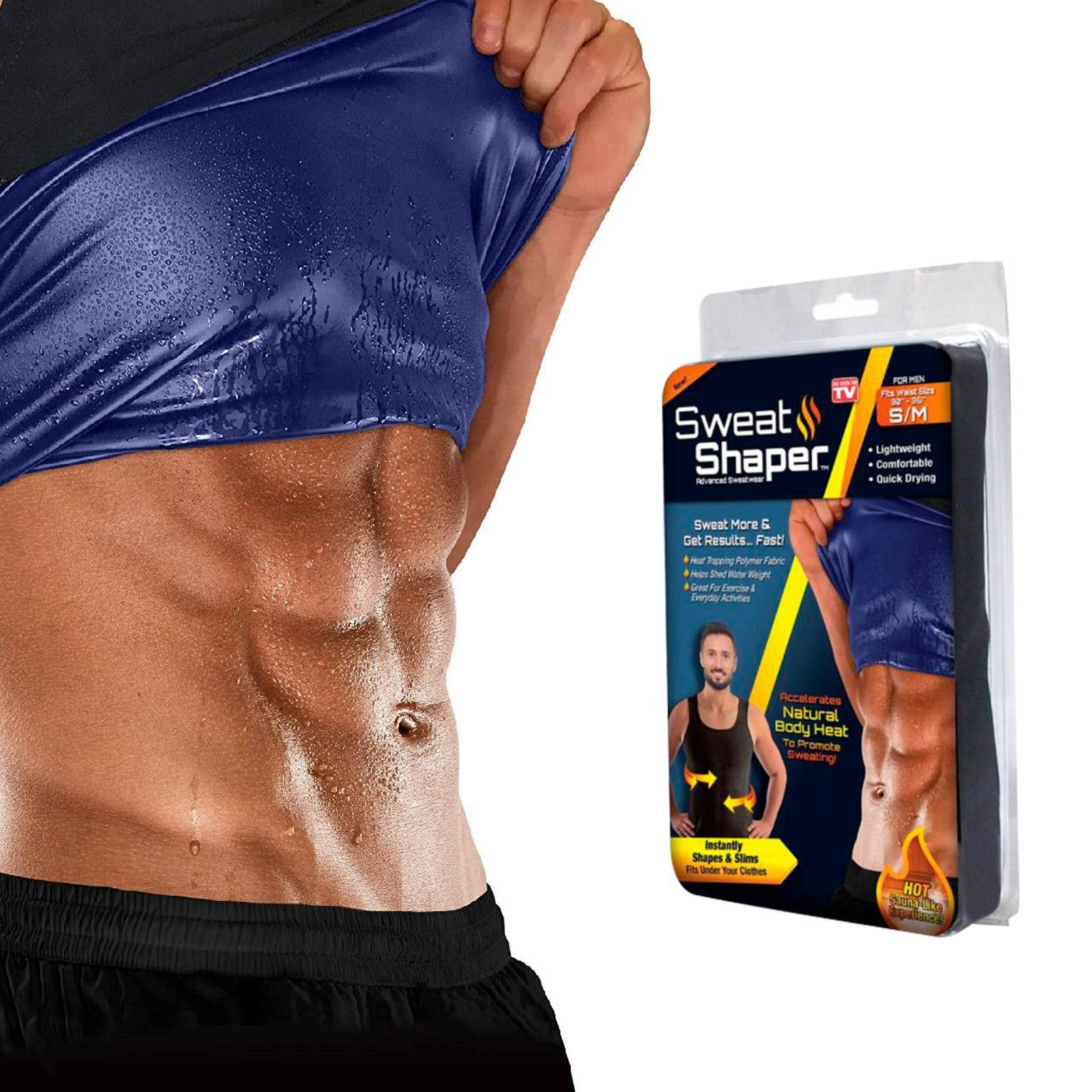 Men?s Polymer Sweat Sauna Vest ? Heat Trapping Slimming Body Shaper Tank Top (Black) ? Buy at Sahulatkart.com