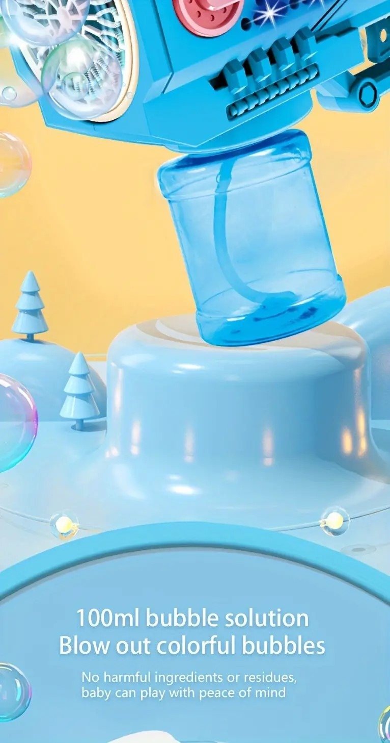Children?s Handheld Porous Electric Bubble Gun ? Automatic Light & Music Bubble Blower ? Mess-Free Bottle Fix System (Random Color) ? Buy at Sahulatkart.com - Image 2