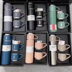 Stainless Steel Vacuum Flask Bottle With Cup Lid ? Double Wall Insulated Thermos For Hot & Cold Drinks (Random Color) ? Buy at Sahulatkart.com