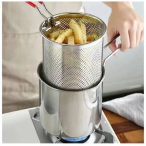 Stainless Steel Deep Fryer Pot With Strainer Basket 1200ML ? Japanese Style Tempura Frying Pan ? Order at Sahulatkart.com