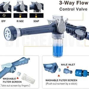 EZ Jet Water Cannon ? 8-in-1 Car Wash Spray Gun With Soap Dispenser ? High Pressure Garden Hose Nozzle ? Buy at Sahulatkart.com