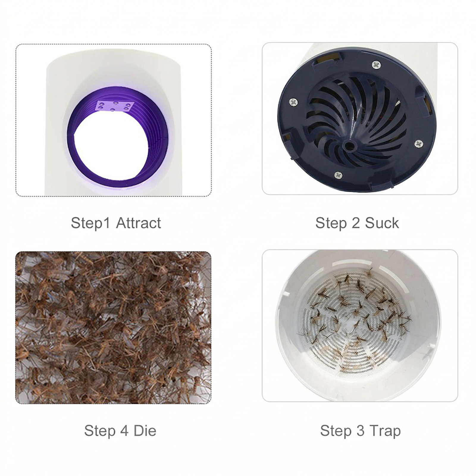 Electronic UV LED Mosquito Trap Lamp in a dark room catching flying insects