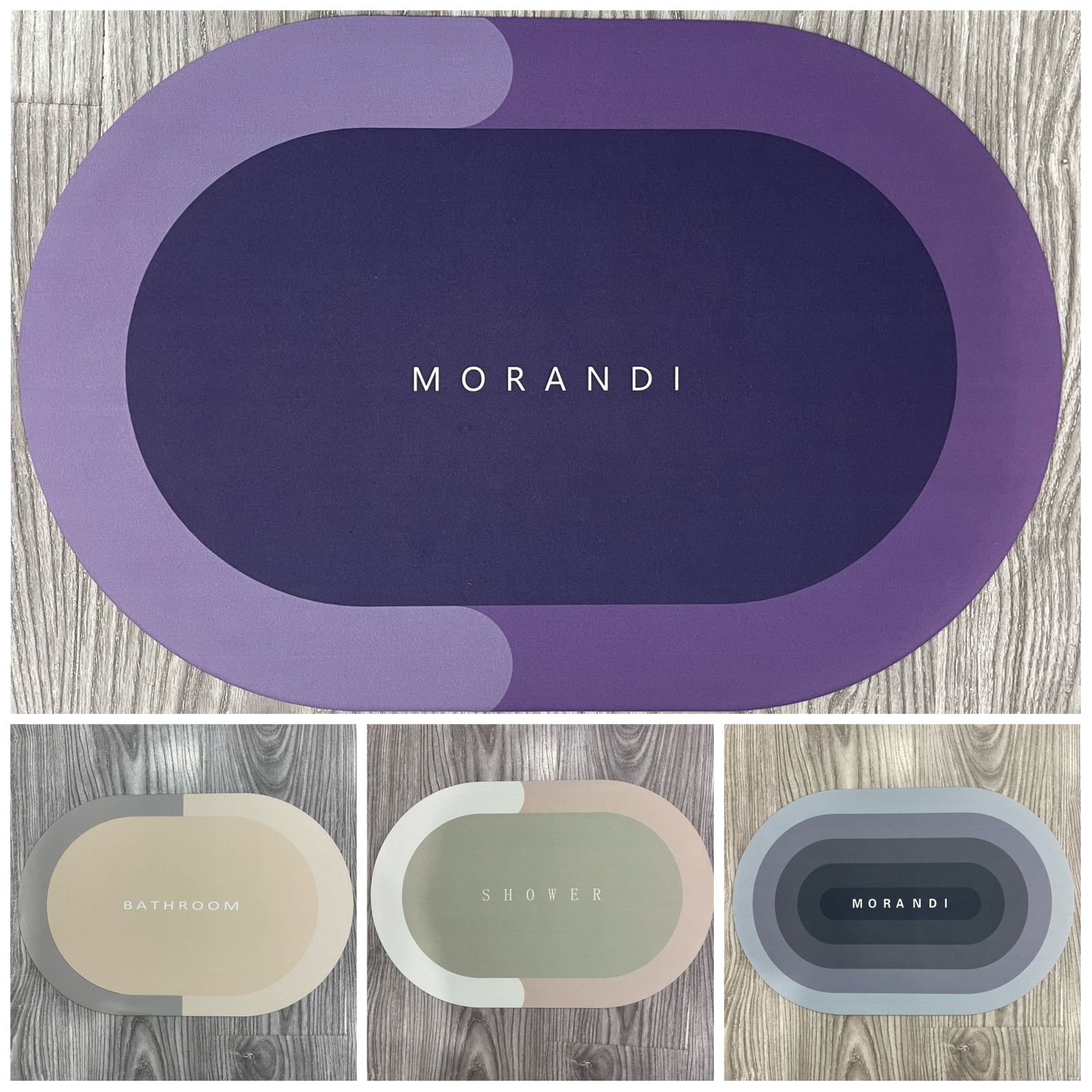 Round super absorbent bath mat placed on a modern bathroom floor