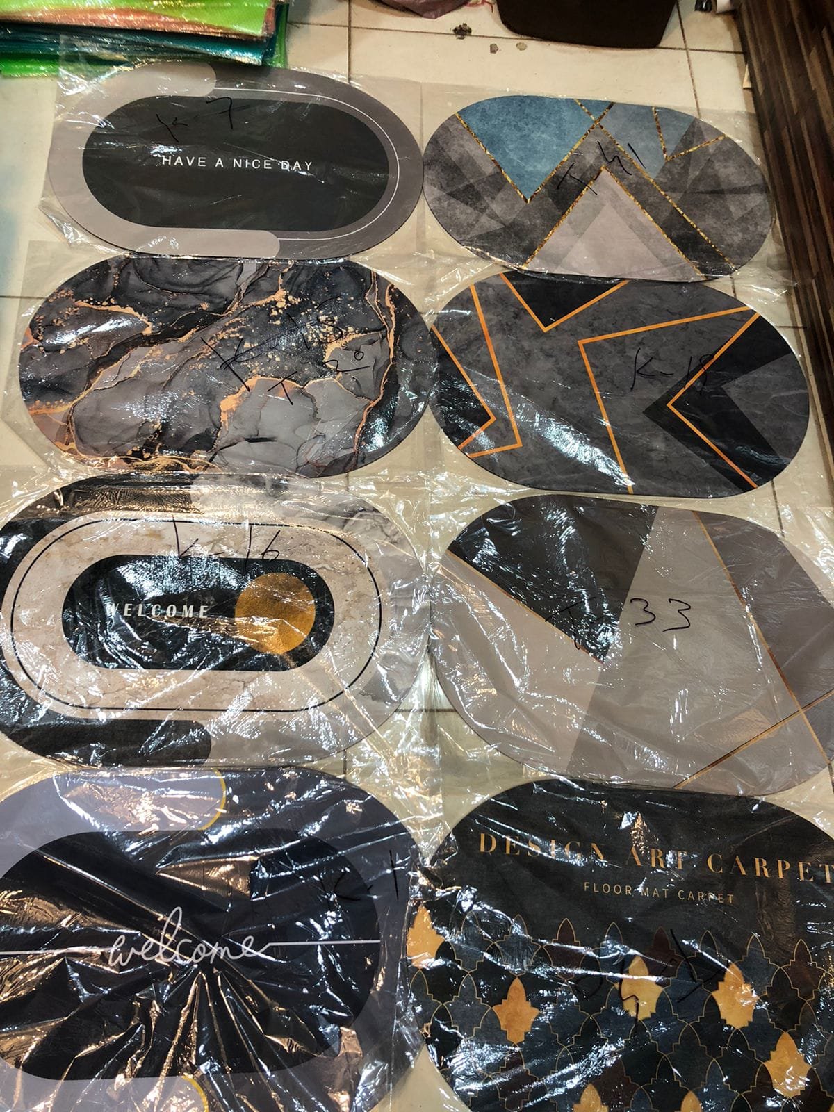 Round super absorbent bath mat placed on a modern bathroom floor