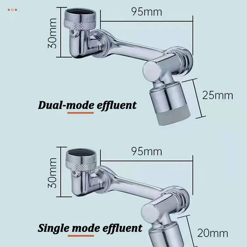 1080 degree rotatable faucet aerator attached to a bathroom washbasin tap pointing upwards