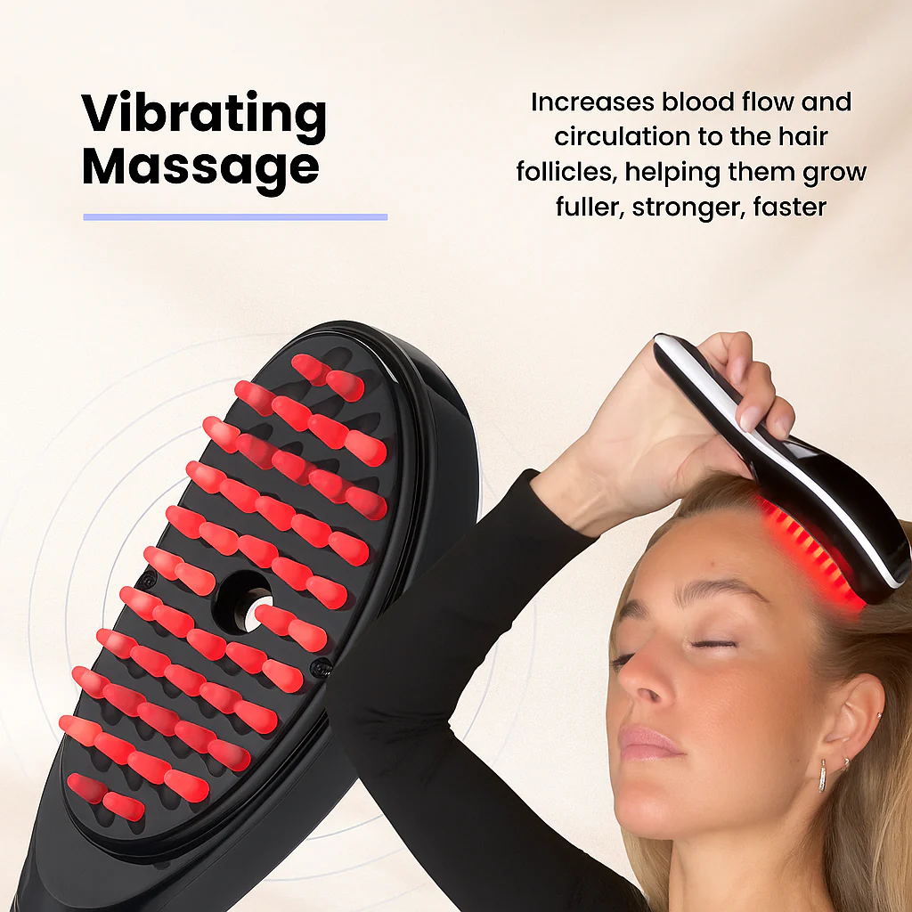 Rechargeable electric massage comb and scalp massager with light therapy for hair care