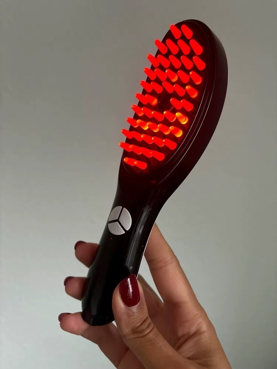 Rechargeable electric massage comb and scalp massager with light therapy for hair care