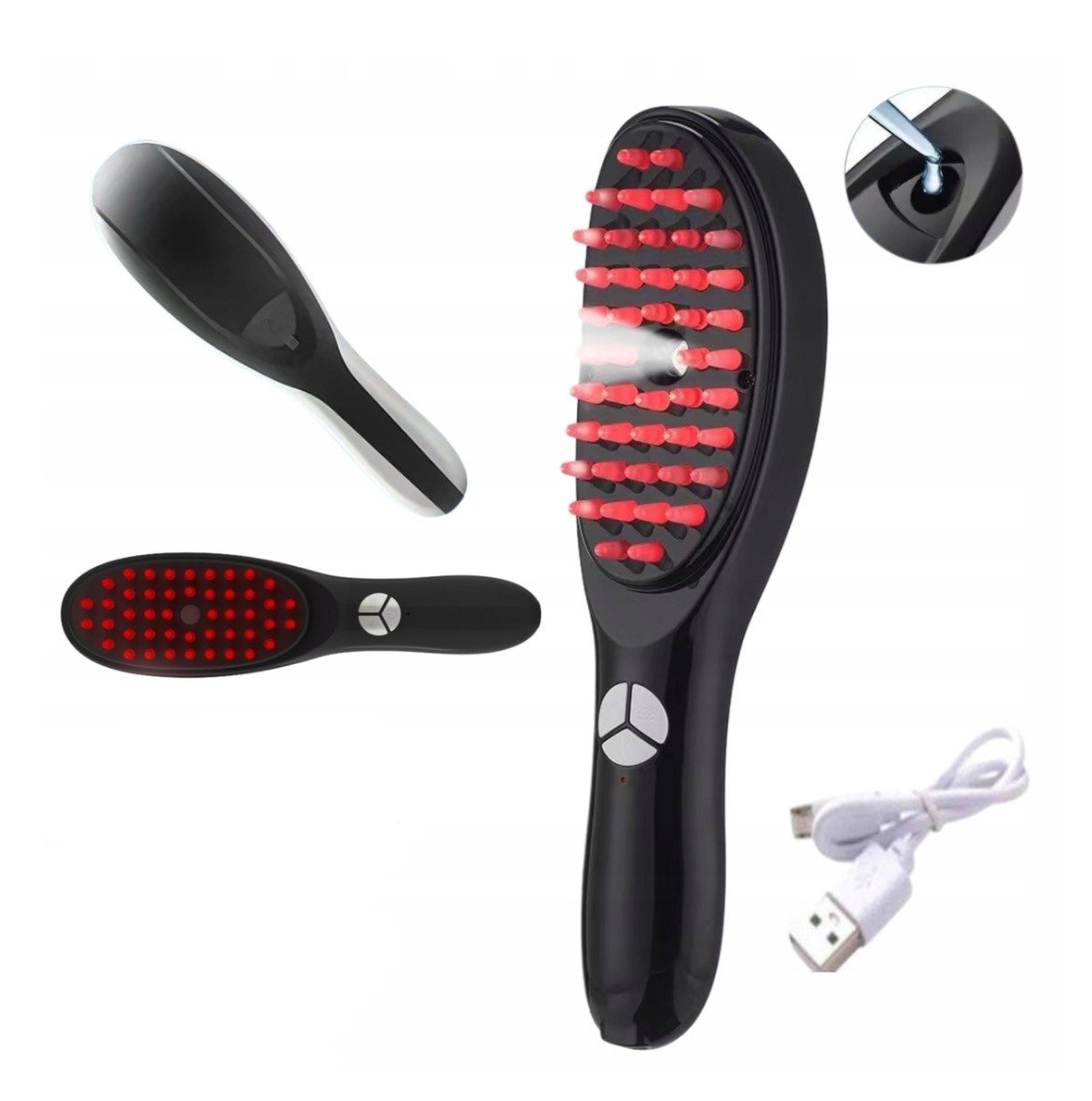 Rechargeable electric massage comb and scalp massager with light therapy for hair care