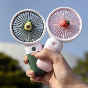 A colorful fruit cartoon handheld mini fan for summer travel