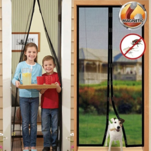 Premium mosquito magic mesh screen door installed on a home entrance, keeping insects out