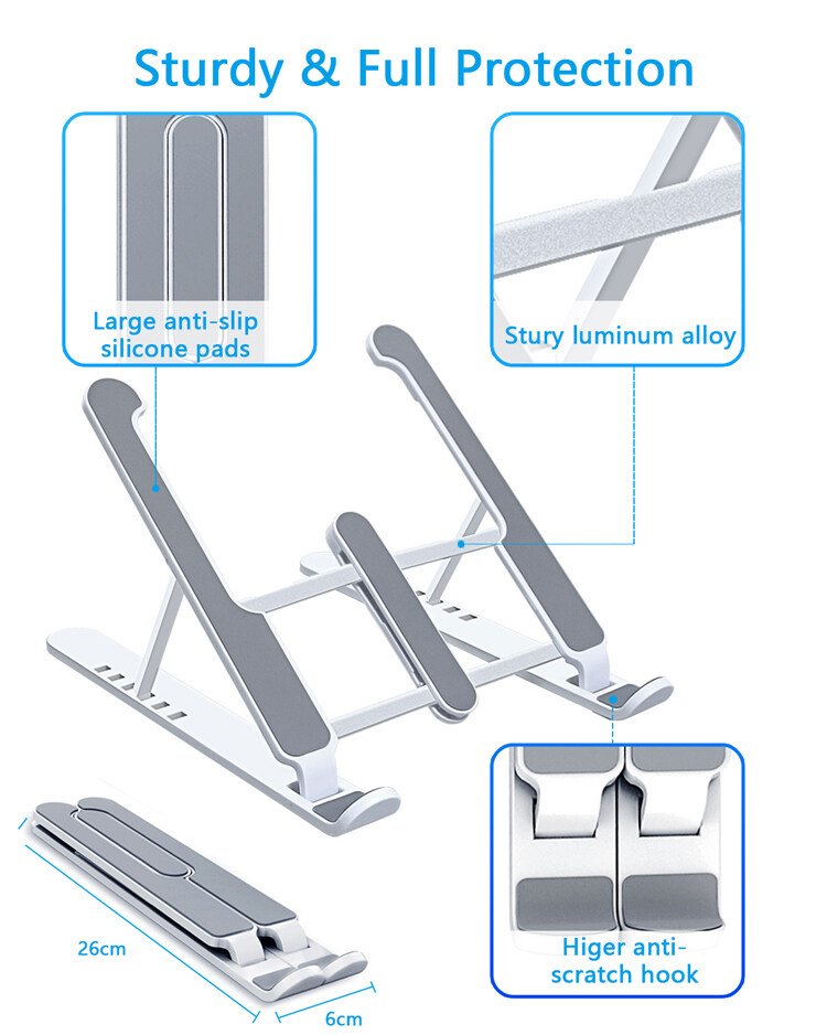Plastic Foldable & Portable Laptop Stand | Lightweight Adjustable Laptop Holder | High-Quality ABS - Image 5