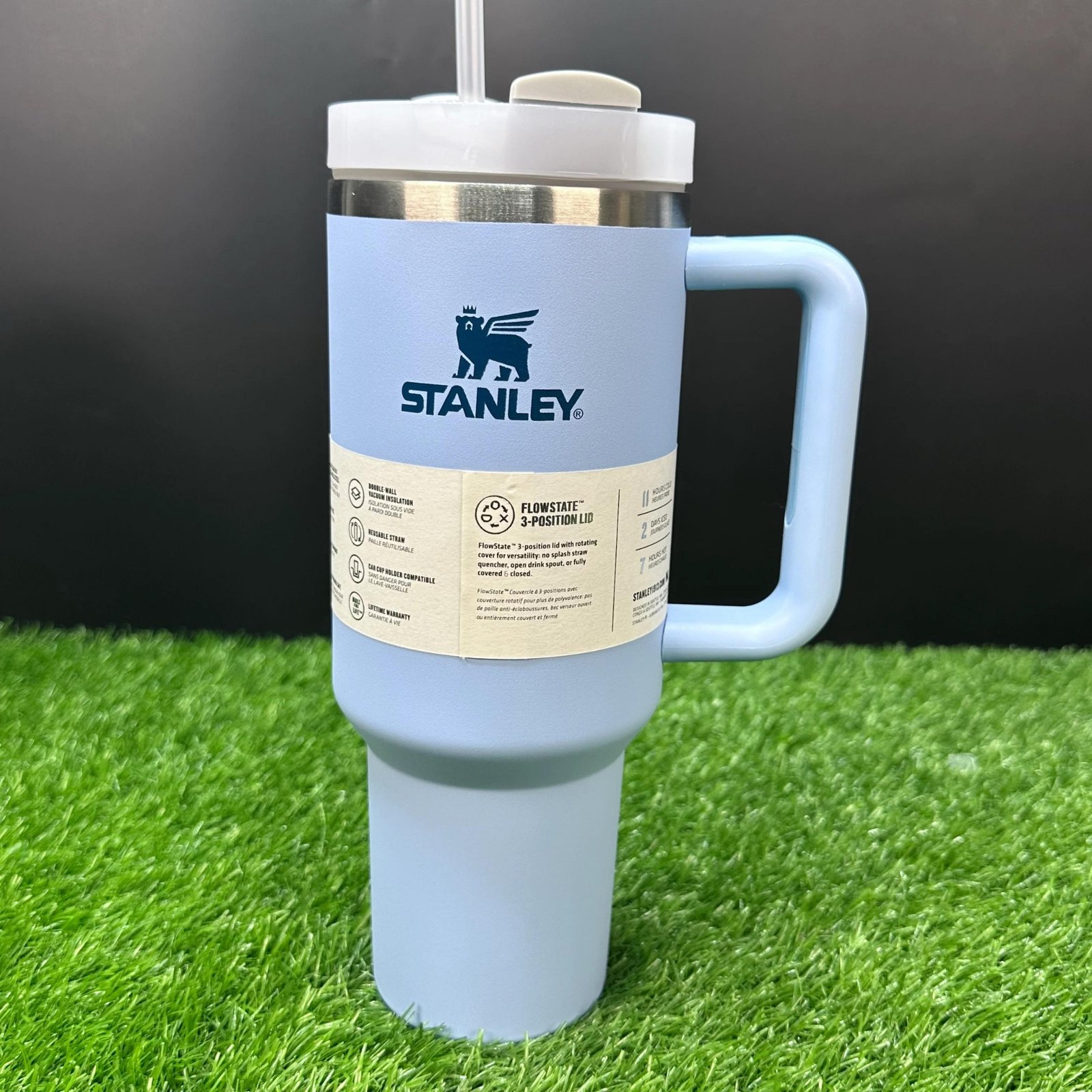 Light Blue Stanley 40 Oz Stainless Steel Tumbler | Leak-Proof Vacuum Insulated Travel Mug | Hot & Cold - Image 4
