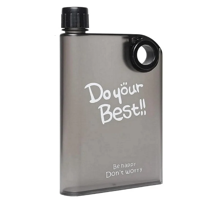 Black Ultra Slim Notebook Style Water Bottle 380ml | Portable Memo Bottle for Travel, School & Office - Image 6