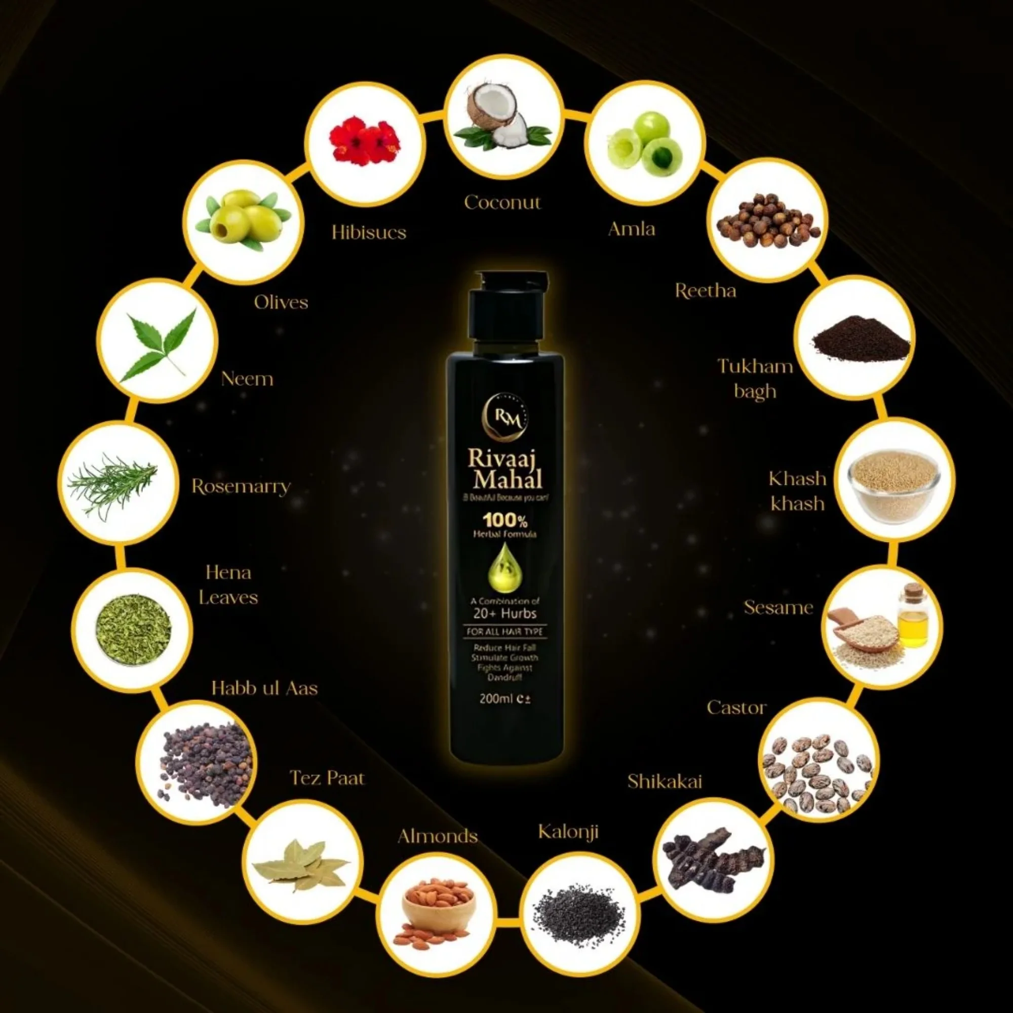 Rivaaj Mahal Herbal Hair Oil 100% | 20+ Herbs for Strong & Healthy Hair - Image 7
