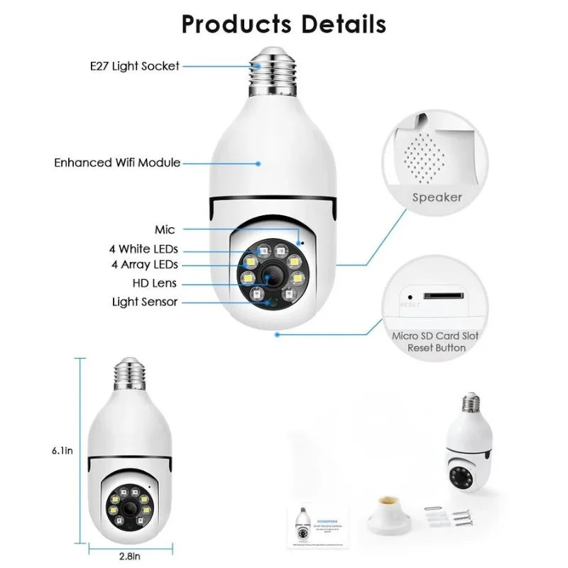 Speed-X Bulb Camera 1080P WiFi 360° Panoramic Security Camera | Night Vision & Two-Way Audio - Image 3