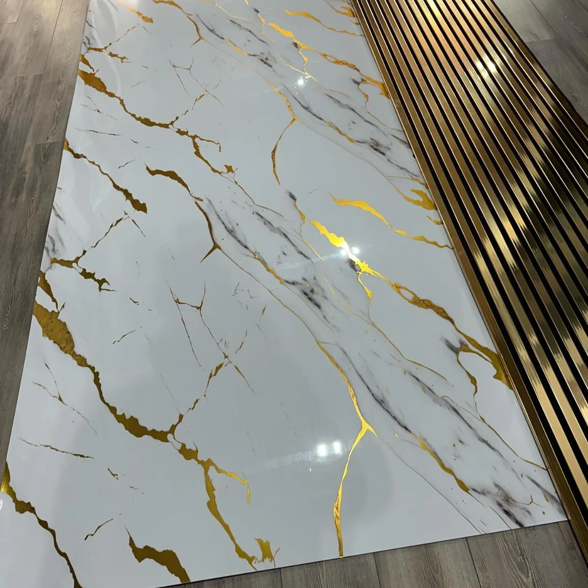 White, Grey & Gold | Marble Sheet Sticker 60x200cm | Waterproof Self-Adhesive PVC Wallpaper for Furniture Walls - Image 2