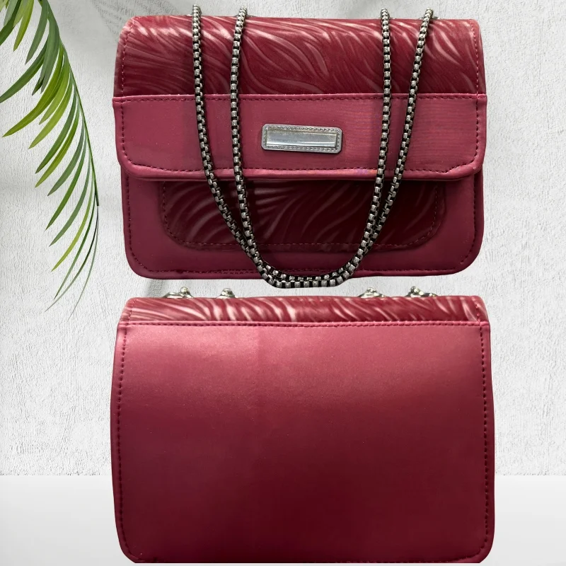 Luxury Women’s Shoulder Bag in Maroon Faux Leather for Casual, Work, and Formal Use - Image 2