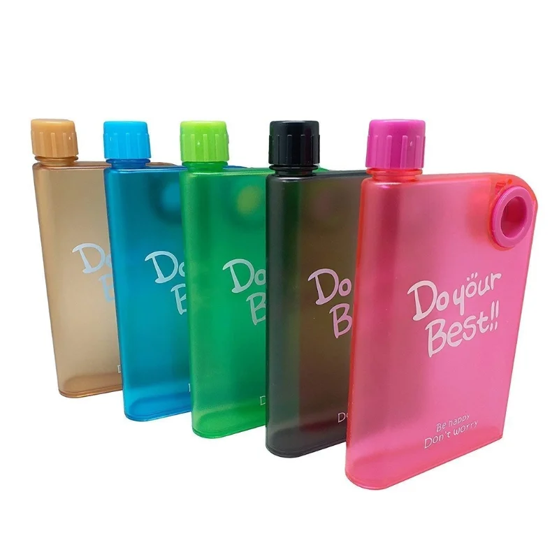 Black Ultra Slim Notebook Style Water Bottle 380ml | Portable Memo Bottle for Travel, School & Office - Image 2