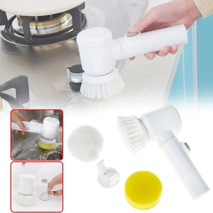 5-in-1 Rechargeable Magic Brush | Handheld Electric Scrubber | 360° Rotating with 3 Replaceable Multipurpose Brush Heads - Image 7