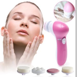 5 in 1 facial electric cleanser and massager with detachable brush heads
