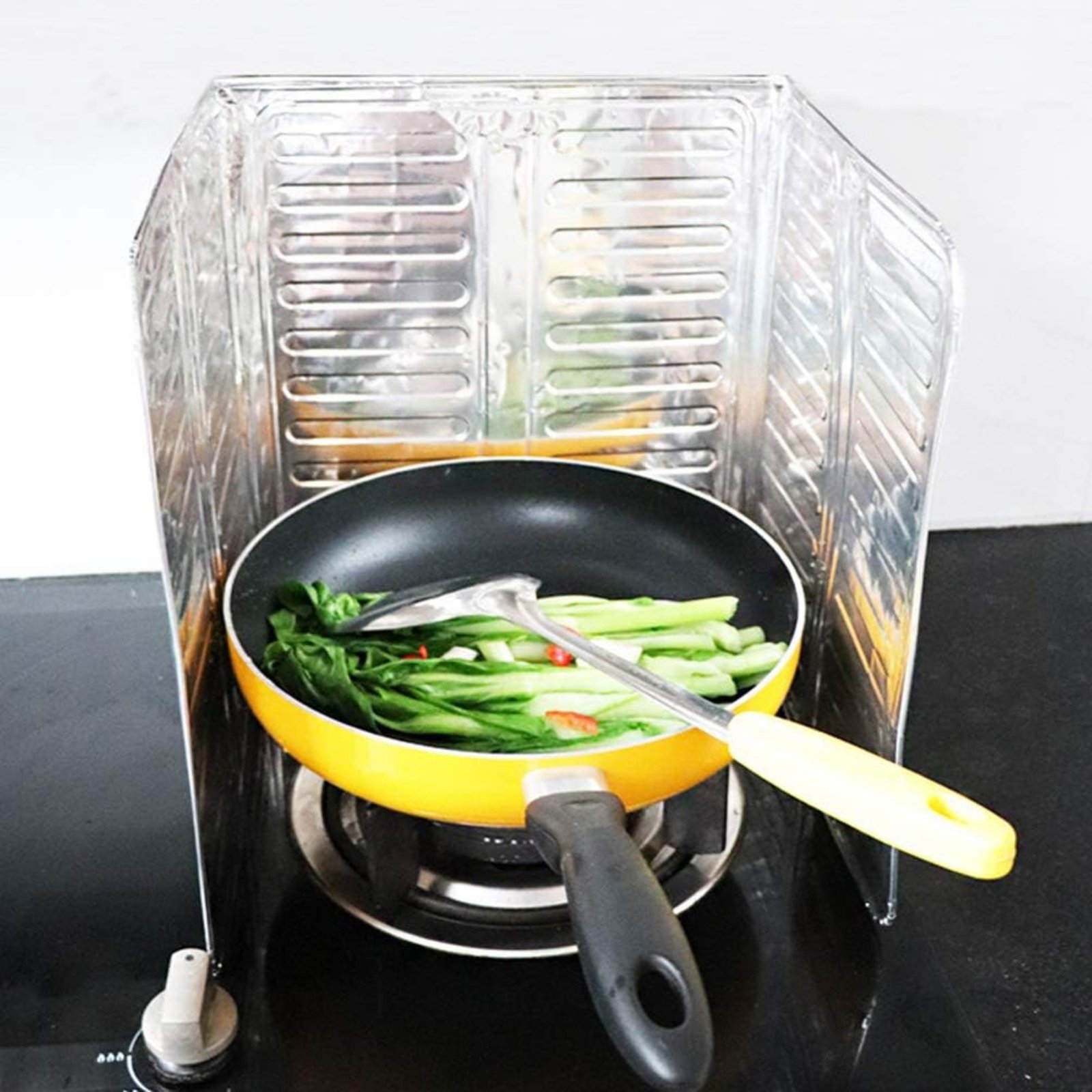 3-Sided Oil Proof Aluminum Foil Splatter Guard | Foldable Heat Insulation for Kitchen Stove | Silver - Image 5
