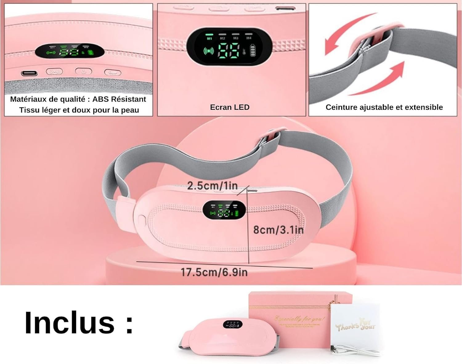 Digital Period Heating Pad & Vibrating Belt | Fast Menstrual Cramp Relief | Rechargeable & Portable - Image 2