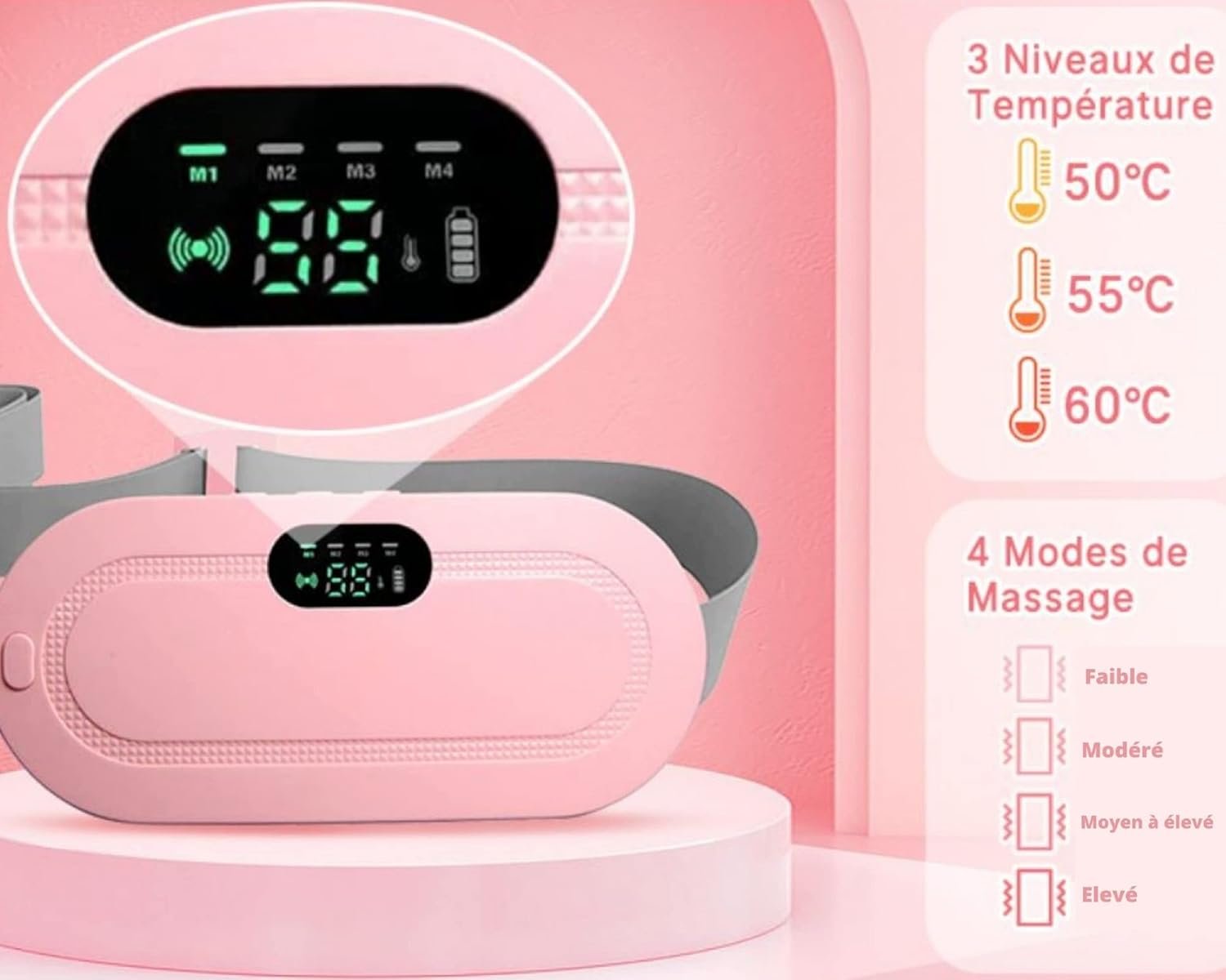Digital Period Heating Pad & Vibrating Belt | Fast Menstrual Cramp Relief | Rechargeable & Portable - Image 7